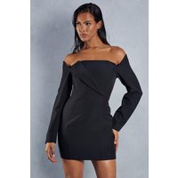 Womens Structured Off Shoulder Mini Dress - black - 6, Black