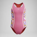 Maillot de bain Fille Spliced Racerback imprimé rose