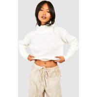 Jersey Crop De Cuello Vuelto Y Punto Inglés, Blanco