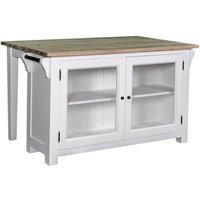 Casa Padrino Landhausstil KÃ¼cheninsel WeiÃ / Naturfarben 135 x 85 x H. 80 cm - Landhausstil KÃ¼chenschrank mit 2 GlastÃ¼ren