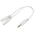 0.2m 3.5mm Stereo Splitter Cable - White