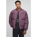 Oversized Fit Pleated Panel Bomber Jacket, Purple
