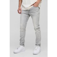 Skinny Stretch Grey Washed Jeans, Gris