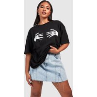 Camiseta Plus De Halloween Con Mano De Esqueleto, Negro