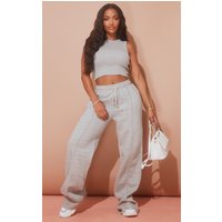 Shape Grey Marl Binded High Waist Wide Leg Joggers