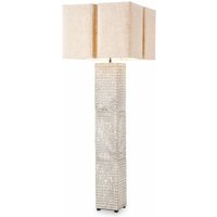 Casa Padrino Luxus Keramik Stehleuchte mit Lampenschirm Antik WeiÃ / Beige H. 165 cm