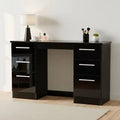 Knightsbridge Double Dressing Table - 6 Drawer - Black Gloss