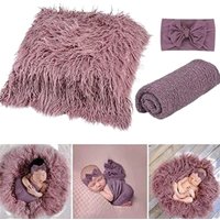3PCS Newborn Baby Photography Props DIY Newborn Wraps Photography Mat Blanket for Baby Boys and Girls Long Ripple Wrap