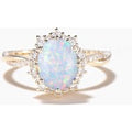 1.5CT Oval Cut Opal Twisted Engagement Ring Dimond Moissanite Halo Ring