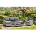 Stockholm Rattan Grey 4 Seater Garden Chaise Lounge Set with Armchair