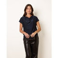Cowl Neck Draped Top - M/L / NAVY
