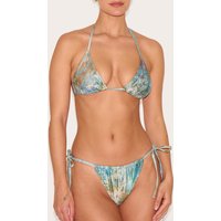 Green Mottled Print Tie Side Bikini Bottoms