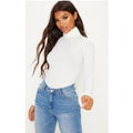 Rheta Cream Ribbed Polo Neck Top