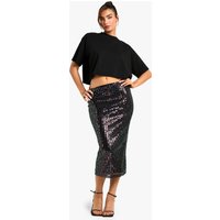 Falda Midaxi De Lentejuelas Con Arcoíris, Negro