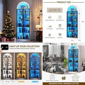 Arched Display Cabinet with Doors, 76 Tall Curio Cabinet with Adjustable Shelves 3 Colors LED Lights, 6 Tier Display Case for C