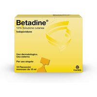 Betadine 10% Iodopovidone Soluzione Cutanea Disinfettante, 10 Flaconcini Monouso da 10ml