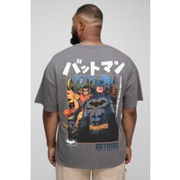 Camiseta Plus Con Estampado De Batman, Gris