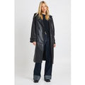 Faux Leather Trench Coat, Negro