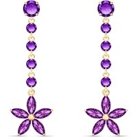 Amethyst Florence Daisy Drop Earrings in 9ct Gold