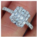 Elegant Square Silver Diamond Ring - Available in 5 Sizes | Wowcher