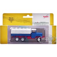 Am General M54 6X6 5/10 Ton Truck Blue with White Top 1/87 (HO) Plastic Model Car by Promotex