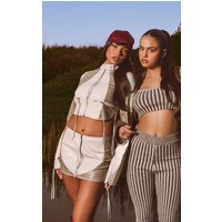 Cream Faux Leather Zip Detail Micro Mini Skirt
