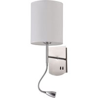 Casa Padrino Wandleuchte Silber / Creme 16 x 16 x H. 35 cm - Wandlampe mit flexiblem Leselicht