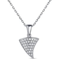 925 Sterling Silver Cubic Zirconia Triangular Geometry Pendant Necklace, Silver, 17 inch