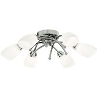 Searchlight 8186-6CC OPERA Opal 6 Light Flush Ceiling Pendant Chrome