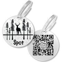 Personalized QR Code Dog Tag Ensure Your Pet's Safety Always (Silver, Deer)