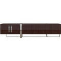 Casa Padrino Luxus Art Deco TV Schrank Dunkelbraun / Silber 245 x 45 x H. 55 cm - Edler Wohnzimmer Fernsehschrank mit 6 TÃ¼ren - Art Deco MÃ¶bel