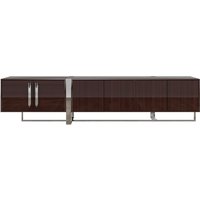 Casa Padrino Luxus Art Deco TV Schrank Dunkelbraun / Silber 245 x 45 x H. 55 cm - Edler Wohnzimmer Fernsehschrank mit 6 TÃ¼ren - Art Deco MÃ¶bel