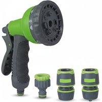 Pistola acqua giardino doccetta spruzzo multifunzione 8 getti + raccordi