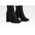 Botas De Holgura Ancha Tobilleras De Ante Sintético Con Puntera Redonda Y Tacón Grueso, Negro