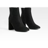 Botas De Holgura Ancha Tobilleras De Ante Sintético Con Puntera Redonda Y Tacón Grueso, Negro