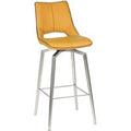 2 x Mako Yellow Leather Effect Swivel Barstool