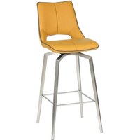 2 x Mako Yellow Leather Effect Swivel Barstool