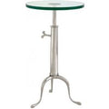 Casa Padrino Designer Luxus Industrial Design Beistelltisch HÃ¶henverstellbar Silber HÃ¶he: 63 - 76 cm, Durchmesser 40 cm - Edelstahl Tisch - Telefontisch Nickel Finish - Luxus QualitÃ¤t