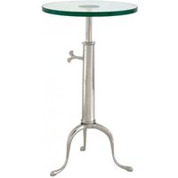 Casa Padrino Designer Luxus Industrial Design Beistelltisch HÃ¶henverstellbar Silber HÃ¶he: 63 - 76 cm, Durchmesser 40 cm - Edelstahl Tisch - Telefontisch Nickel Finish - Luxus QualitÃ¤t
