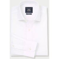 Men's White Cotton Twill Slim Fit Non-Iron Shirt - Single Cuff - Size: 14.5" x Standard - 33"  - Savile Row Company
