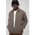 Tall Regular Fit Boucle Check Zip Up Overshirt, Negro