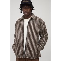 Tall Regular Fit Boucle Check Zip Up Overshirt, Negro