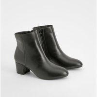 Botines Básicos Con Tacón Grueso, Negro