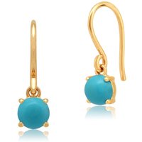 Classic Round Turquoise Cabochon Drop Earrings in 9ct Yellow Gold