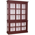 Casa Padrino Country-Style Display Cabinet Antique Bordeaux Red / White 151 x 47 x H. 220 cm - Living Room Cabinet with 6 Sliding Doors