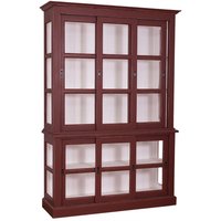 Casa Padrino Country-Style Display Cabinet Antique Bordeaux Red / White 151 x 47 x H. 220 cm - Living Room Cabinet with 6 Sliding Doors