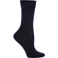 1 Pair Dark Navy Sensitive London Left And Right Comfort Cuff Cotton Socks Ladies 5.5-8 Ladies - Falke