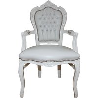 Casa Padrino Barock Esszimmer Stuhl mit Armlehnen weiÃ / weiÃ Croco Lederoptik mit Bling Bling Glitzersteinen