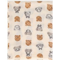 Foulard rettangolare con motivo orsetti e frange