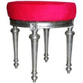 Casa Padrino Barock Sitzhocker / Rundhocker Pink / Silber